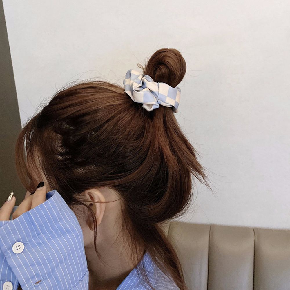 Dây Cột Tóc Bản Rộng Co Giãn Kẻ Sọc Caro Nhiều Màu Tùy Chỉnh Phong Cách Hàn Quốc Cổ Điển Cho Nữ