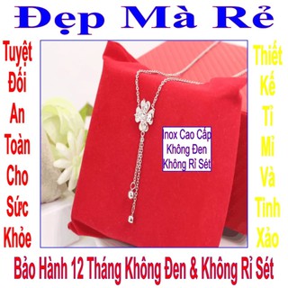 Dây chuyền hình cỏ 4 lá nữ phối đá tòn ten bi - Cam kết 1 đổi 1 nếu đen và gỉ sét