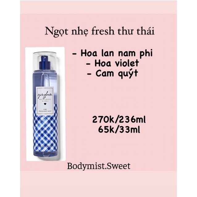 BODYMIST XỊT THƠM TOÀN THÂN GINGHAM CHIẾT 33ml