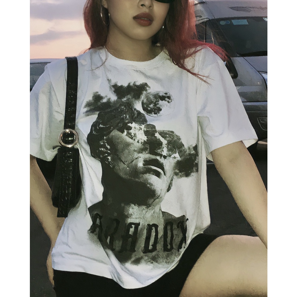 Áo thun form rộng Paradox tay lỡ - Unisex - In hình - THE REVERIE - Màu trắng | BigBuy360 - bigbuy360.vn