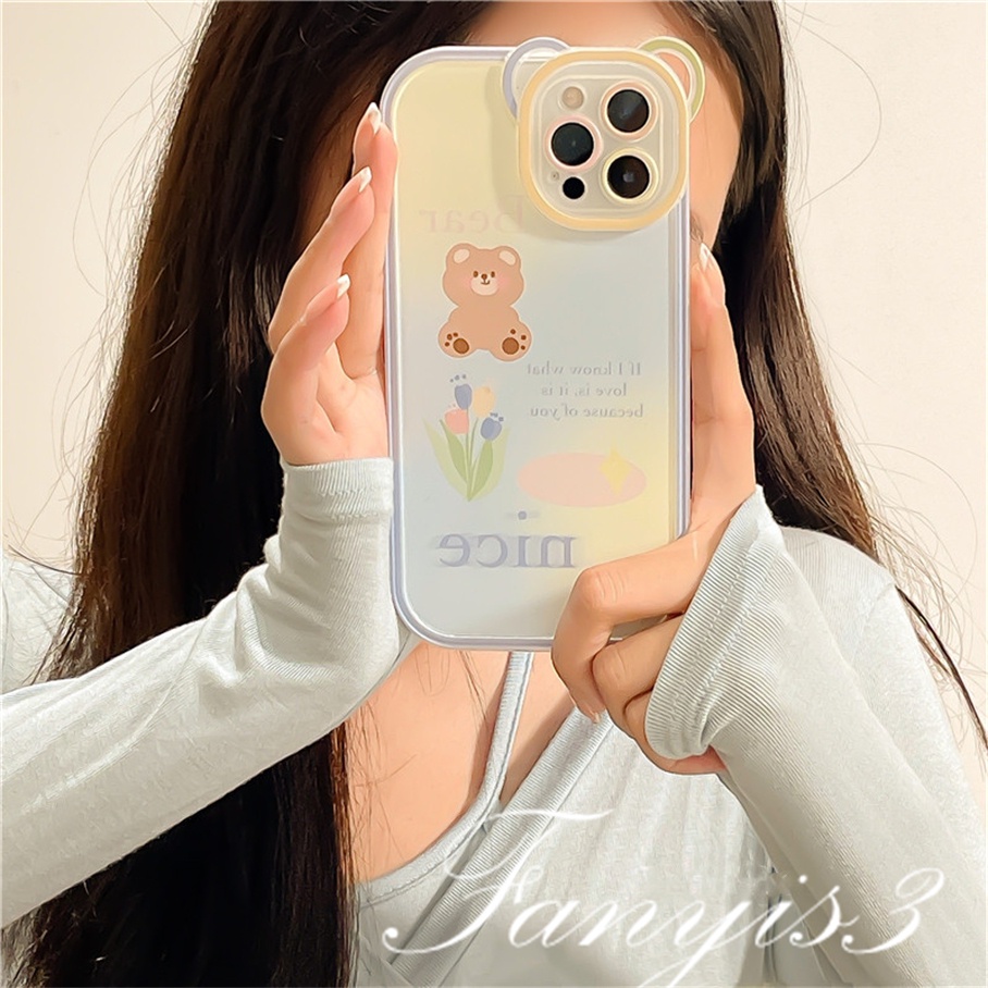 Ốp Điện Thoại Mềm Trong Suốt Họa Tiết Tai Gấu Cho iPhone 14 13 12 11 Pro Max X XR Xs Max 8 7 6 6s Plus SE 2020