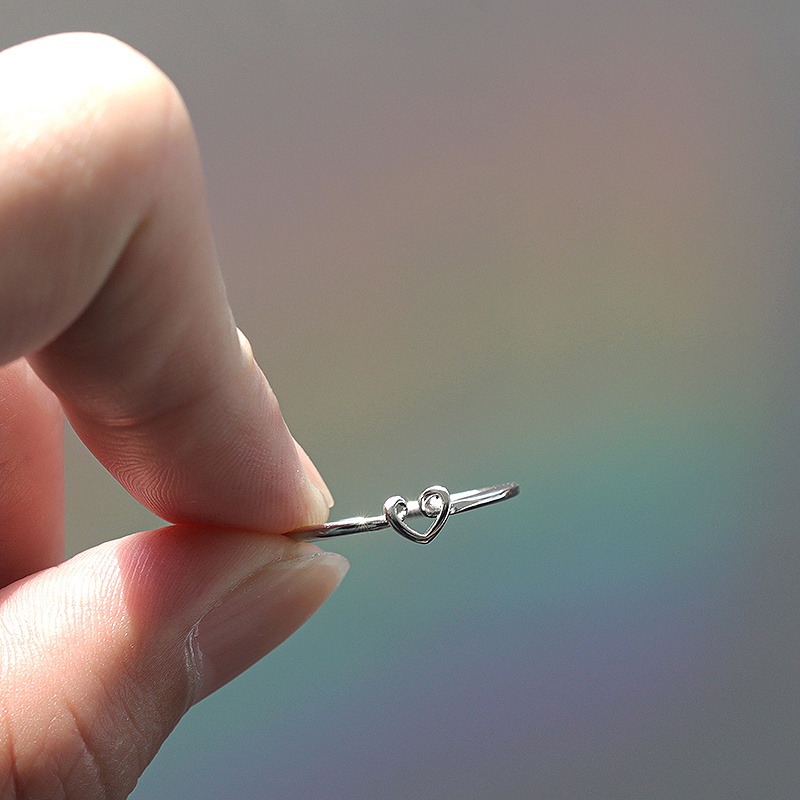 Nhẫn hở có thể điều chỉnh hình trái tim màu bạc phong cách xu hướng thời trang cho nữ