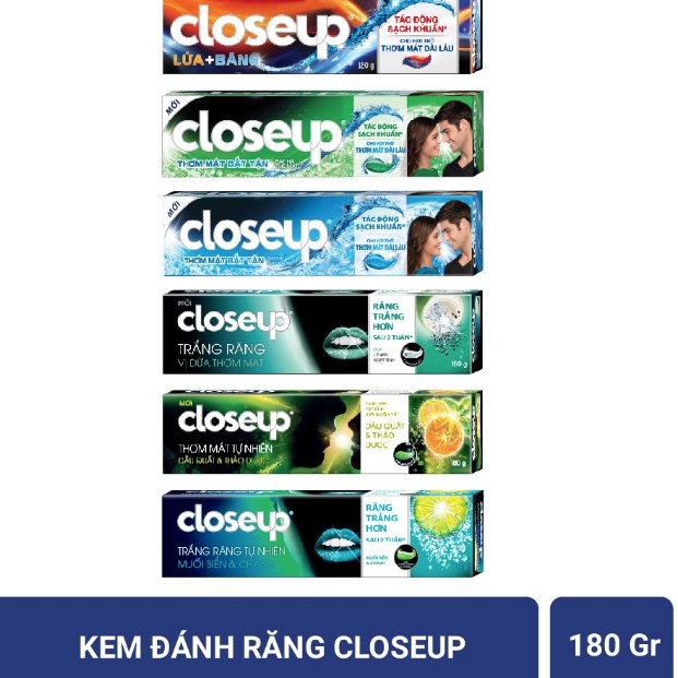 Kem Đánh Răng Closeup Trắng Răng Tự Nhiên Muối Biển Và Chanh Tuýp 180g