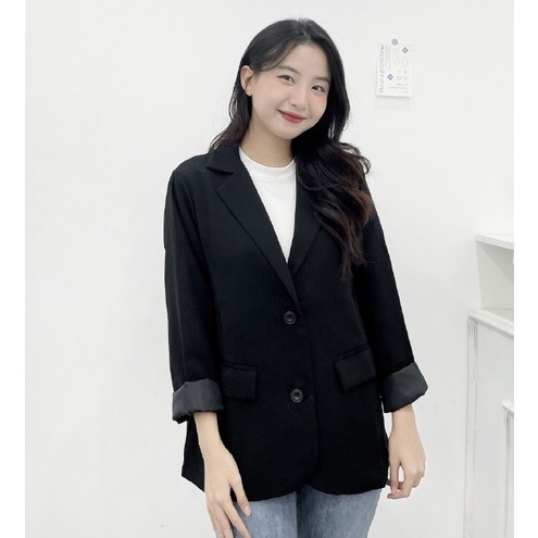 Áo khoác vest blazer nữ FM Style 2 lớp 2 túi nắp chất vải cao cấp thời trang công sở Hàn Quốc 205180143
