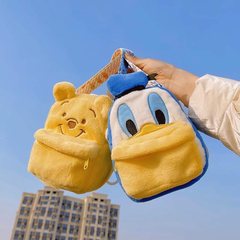 Túi đeo chéo kết hợp balo hoạt hình gấu Pooh - vịt Donald