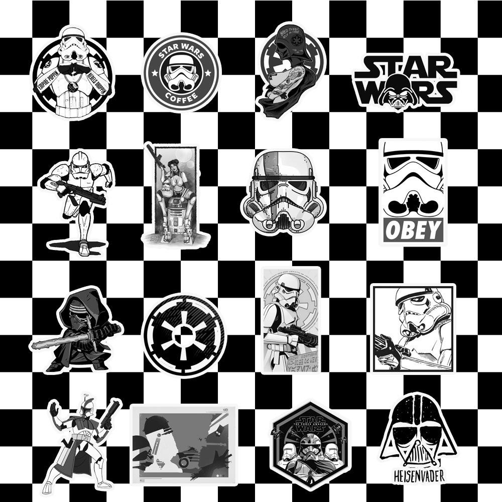 Bộ 50 Miếng Dán Chống Thấm Nước Hình Star Wars Trang Trí Ván Trượt / Laptop / Xe Hơi