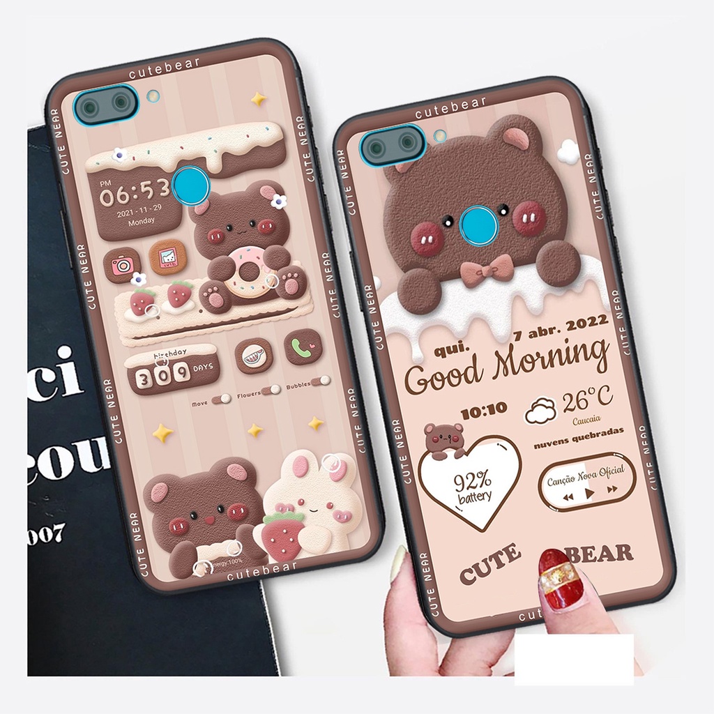 Ốp lưng Xiaomi MI 8 LITE in hình Gấu nâu - hồng, Gấu Be@rick  cực CUTE, DỄ THƯƠNG