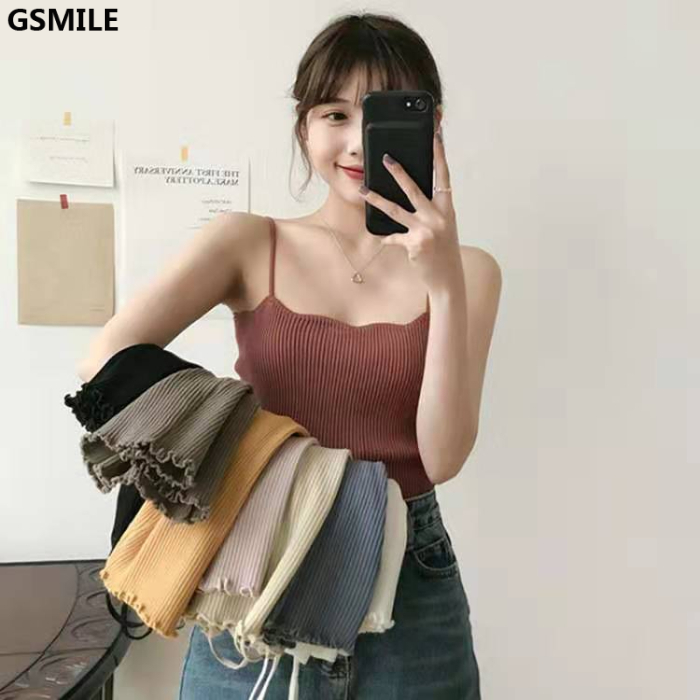 Áo Len Hai Dây Co Giãn Màu Trơn Thời Trang Hàn Quốc