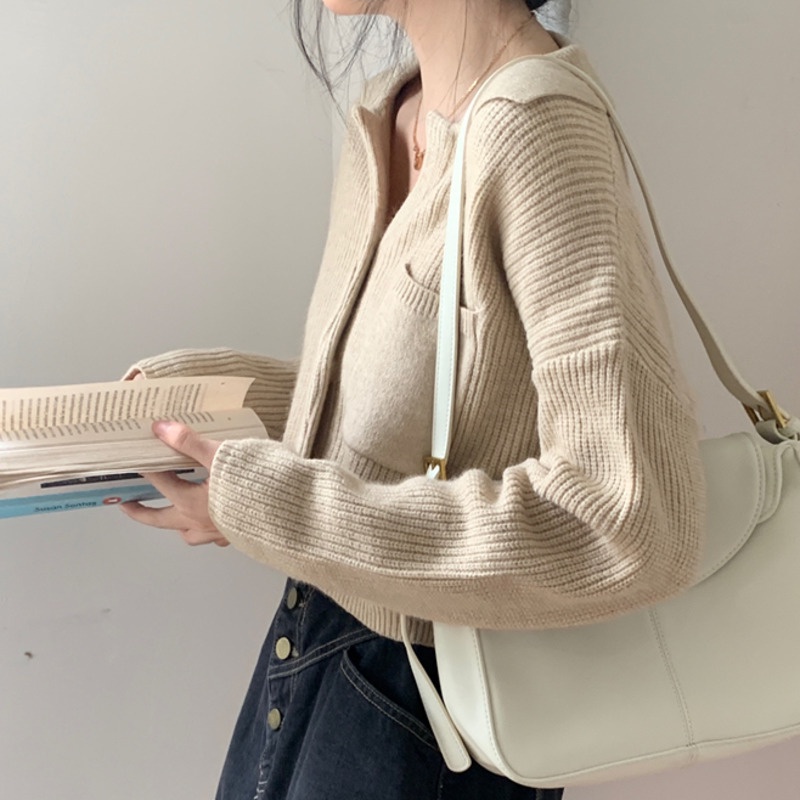 Áo khoác cardigan dệt kim tay dài phong cách retro thời trang cho nữ
