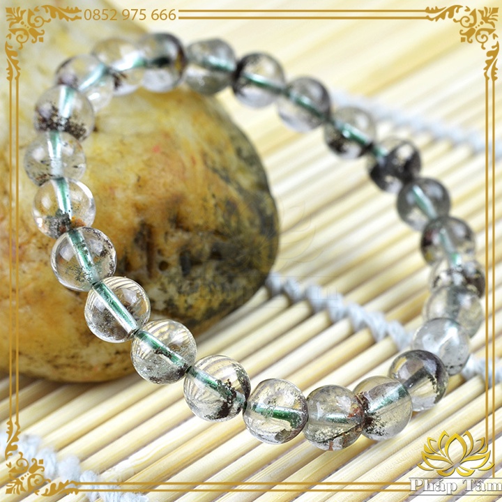 Vòng Tay Đá Ưu.Linh Trắng Cát Xanh Cao Cấp Vân Hạt Cát Tự Nhiên  - Tâm Phong Thủy