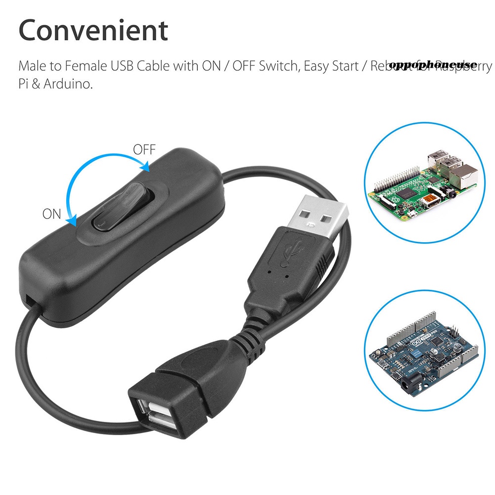 Set 2 Dây Cáp Nguồn Micro Usb 30cm Có Công Tắc On / Off Cho Arduino Raspberry