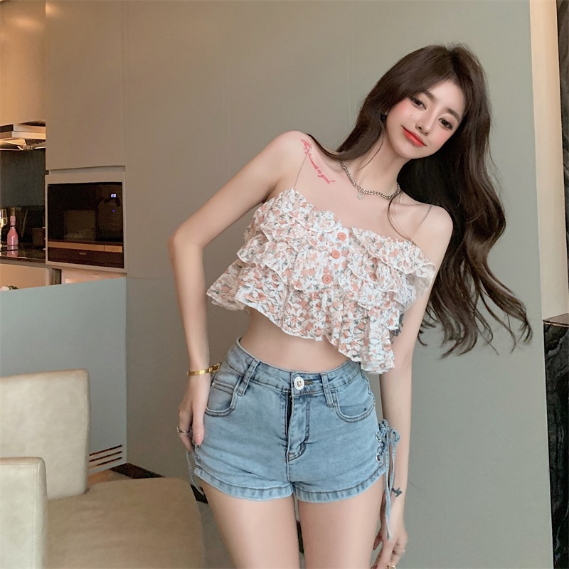 Áo Hai Dây Họa Tiết Hoa Quyến Rũ Thời Trang Mùa Hè Cho Nữ