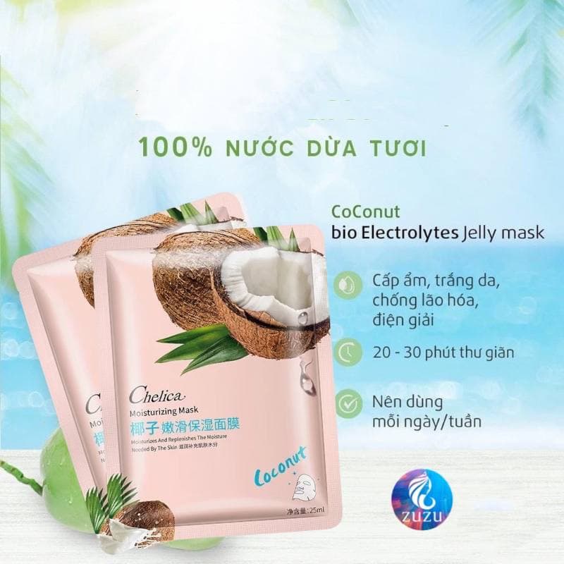 Mặt Nạ Giấy, Mặt Nạ Trái Cây Chelica 5 Vị Dưỡng Trắng Da Cấp Ẩm Ngừa Mụn