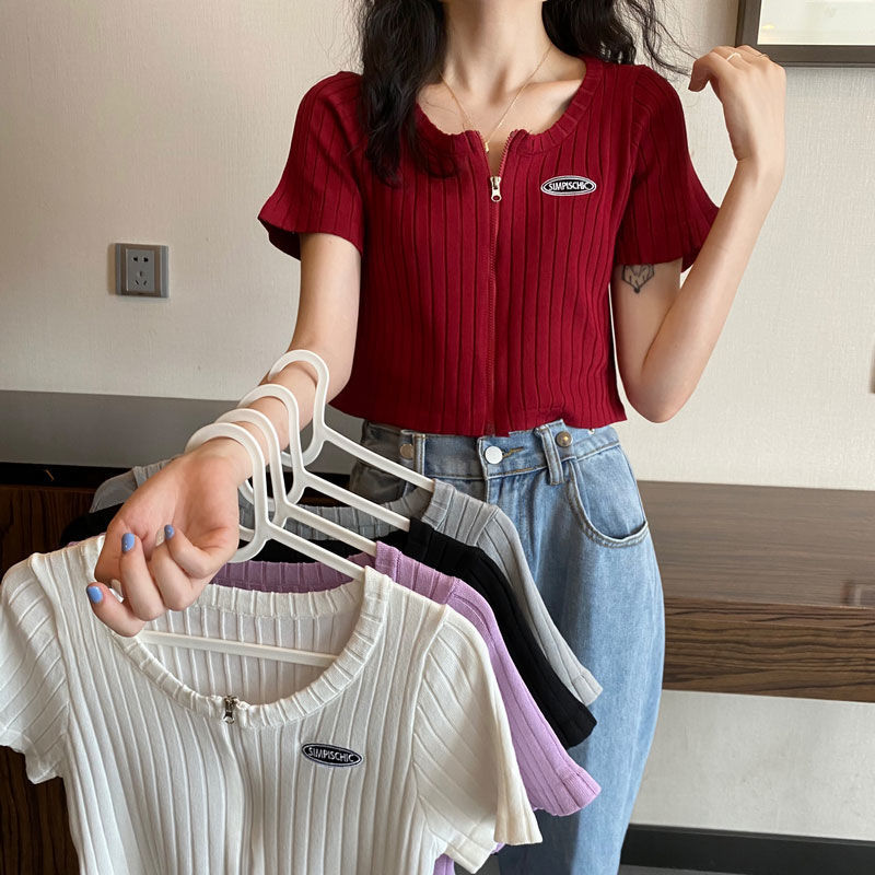 Áo Sweater Dệt Kim Tay Ngắn Thời Trang Mùa Hè Cho Nữ