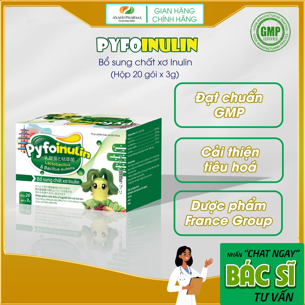Cốm vi sinh Pyfoinulin - Bổ sung chất xơ, giảm táo bón ở người lớn và trẻ em, cải thiện tiêu hoá
