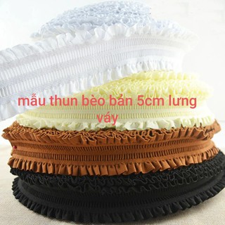 dây thun bèo bản 5cm may lưng váy , thun xoắn bèo bản 5cm