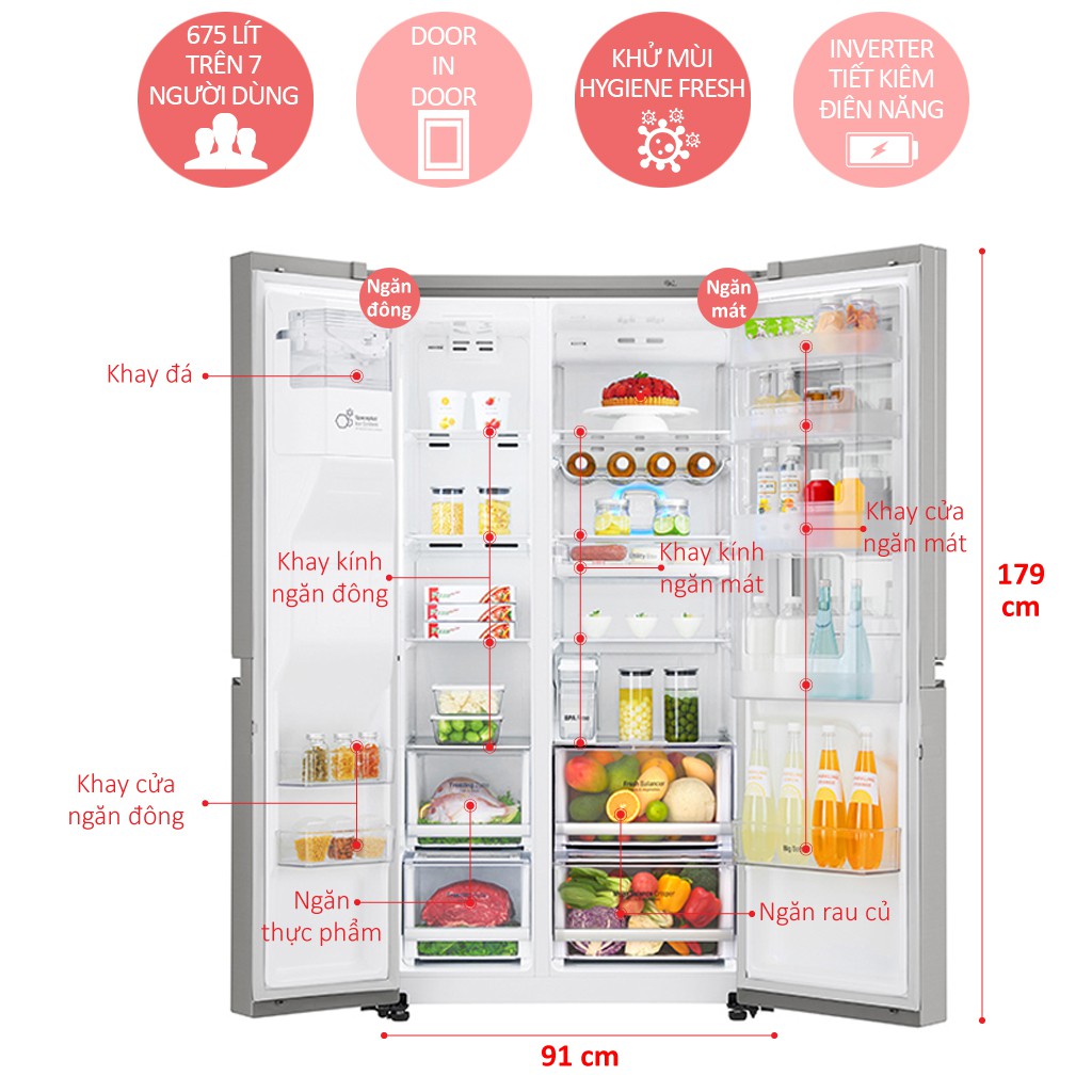 Tủ lạnh LG Door-in-Door 601 lít GR-X247JS (SHOP CHỈ BÁN HÀNG TRONG TP HỒ CHÍ MINH)