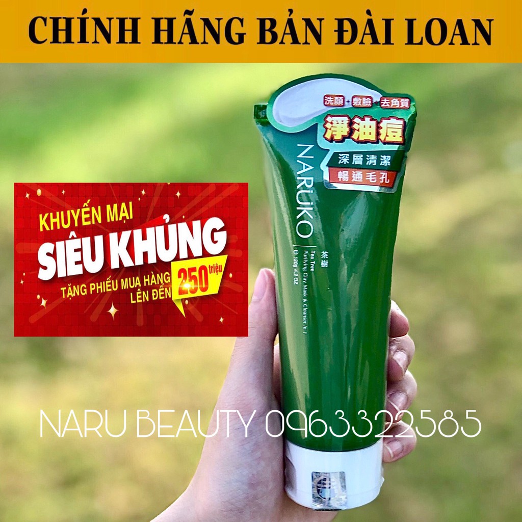 (CHÍNH HÃNG BẢN ĐÀI) Sữa rửa mặt dạng bùn Naruko trà tràm Tea Tree Purifying Clay Mask and Cleanser in 1 120 g