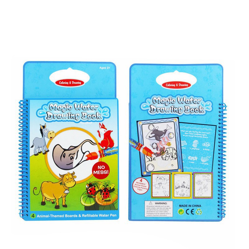 Animal Theme Kids Paper Magic Water Writing Drawing Books with Water Pen