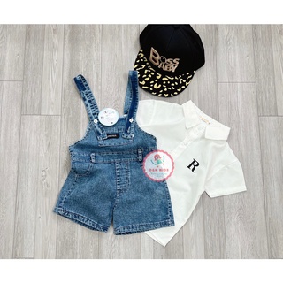 Set yếm bò áo sơ mi trắng