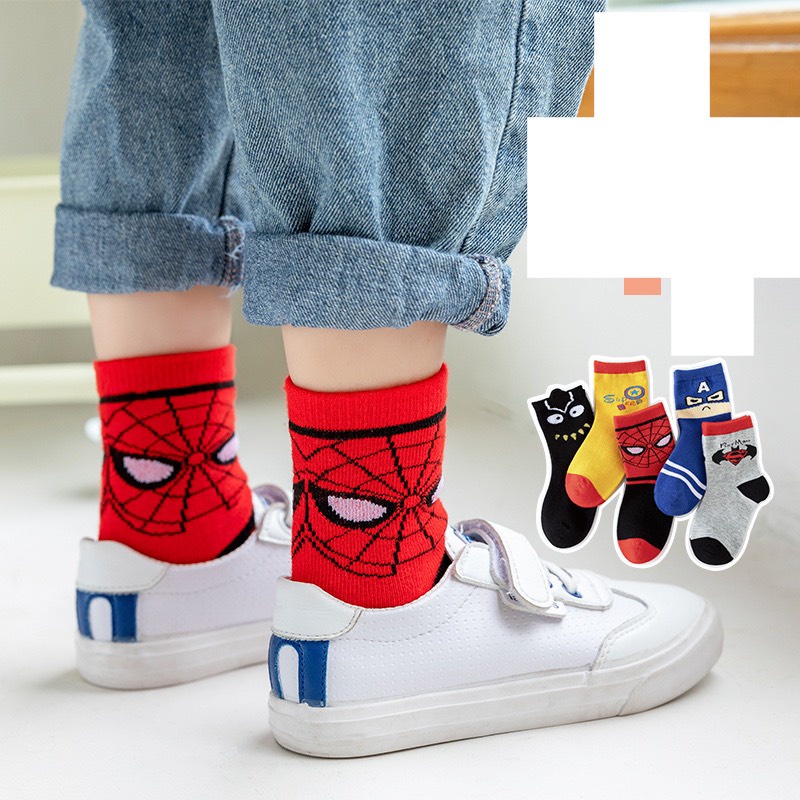 Tất siêu nhân 𝑭𝒓𝒆𝒆𝒔𝒉𝒊𝒑 Set 10 đôi tất Siêu Anh Hùng, Siêu Nhân Xanh cho bé chất cotton thấm hút mồ hôi