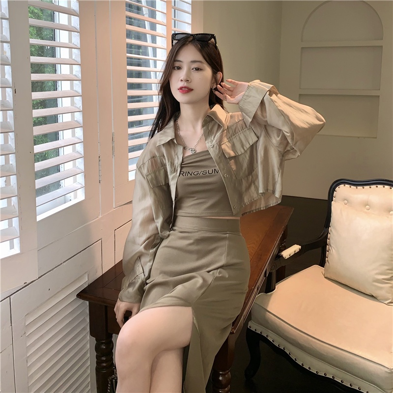 Bộ Áo Ống + Chân Váy Chống Nắng Thời Trang Mùa Hè Quyến Rũ Dễ Phối Đồ Cho Nữ