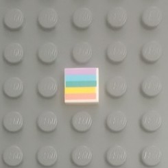 Đồ Chơi Lắp Ráp Tile 1 x 1 with Groove with Pastel Rainbow Pattern