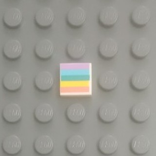Đồ Chơi Lắp Ráp Tile 1 x 1 with Groove with Pastel Rainbow Pattern
