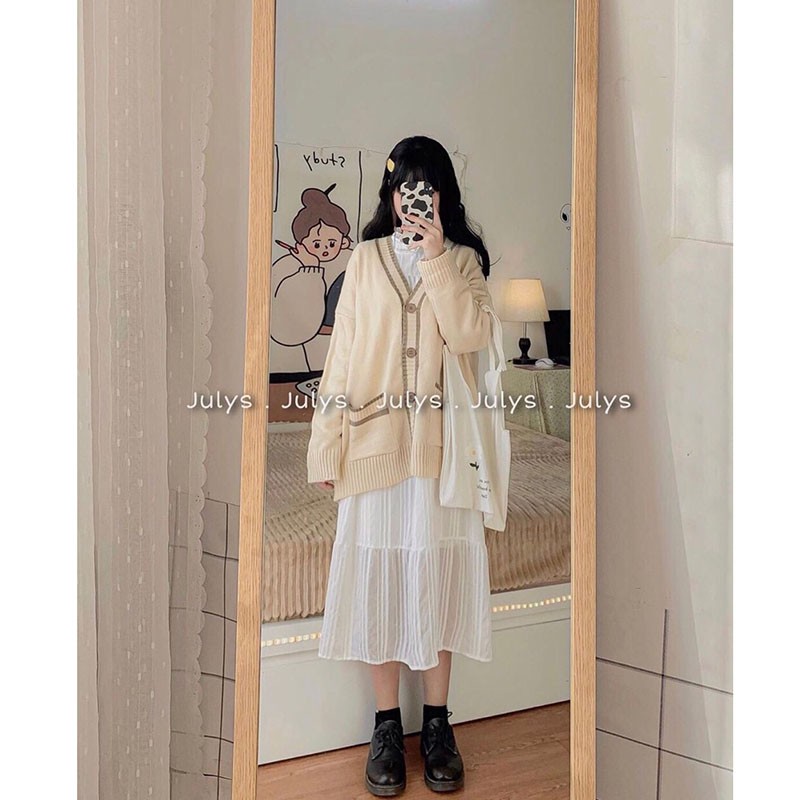 Áo Khoác Cardigan Nữ Kết Hợp Viền Trắng Cực Xinh M1082