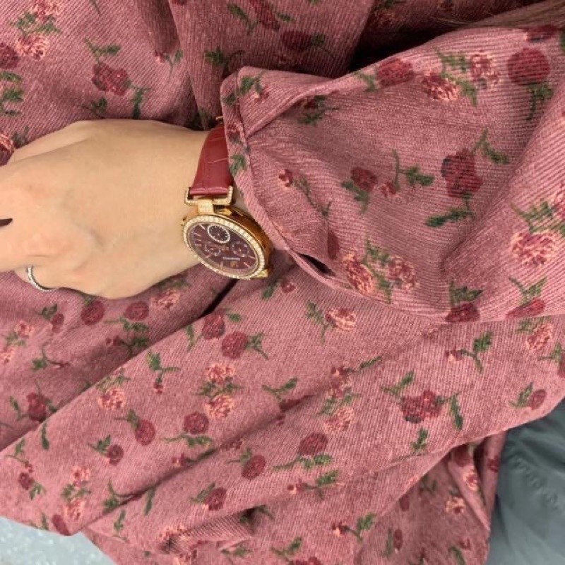 Đầm dài hoa hồng nhí cận chất kẻ tăm | BigBuy360 - bigbuy360.vn