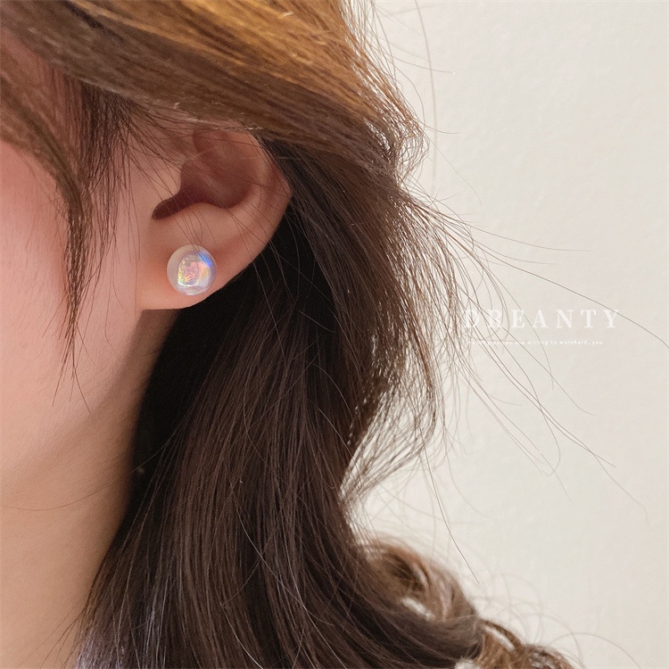 Bông Tai Mạ Bạc Hình Quạt Đính Ngọc Trai Đơn Giản Phong Cách Pháp Cổ Điển Thời Trang Cho Nữ