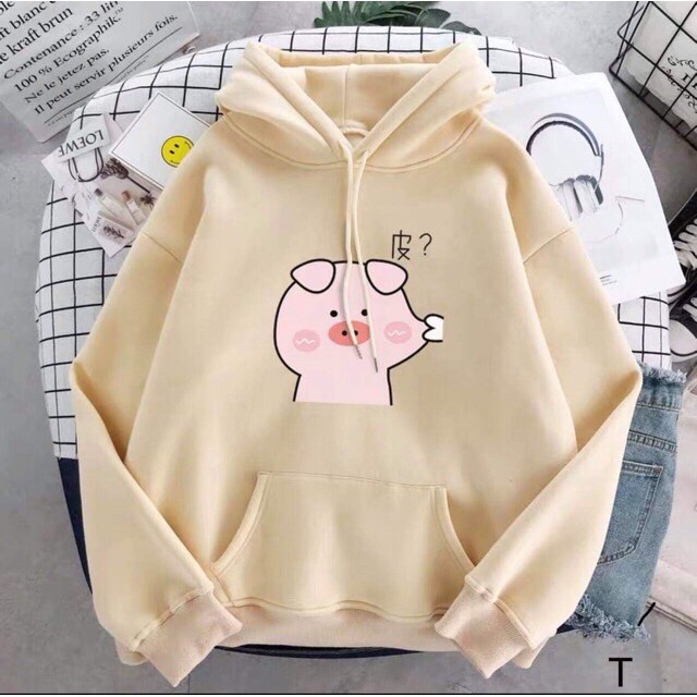 Áo Hoodie Thời Trang Unisex Nam Nữ Form Rộng In Hình Lợn Béo Siêu Cute Nhiều Màu Sắc Freesize Từ 40 đến  59kg