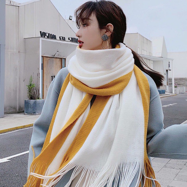 Khăn quàng cổ nam nữ cao cấp chất len mỏng nhẹ bản to nhiều màu siêu đẹp chất Len Ullzang RIN Phong Cách Hàn Quốc giá rẻ
