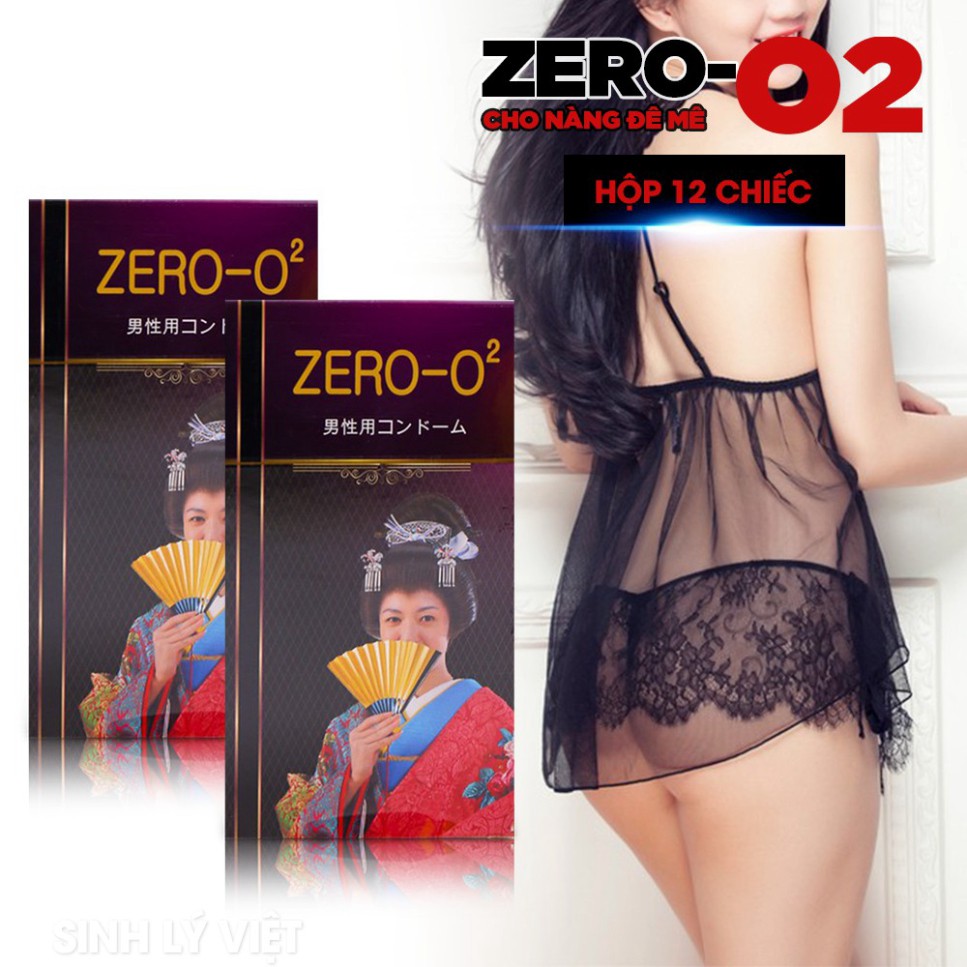 Bao Cao su Cao Cấp Zero O2 Nhập Khẩu (Hộp 12 Bao) - Bcs Siêu Mỏng Kéo Dài Thời Gian - Chính Hãng Nhật Bản