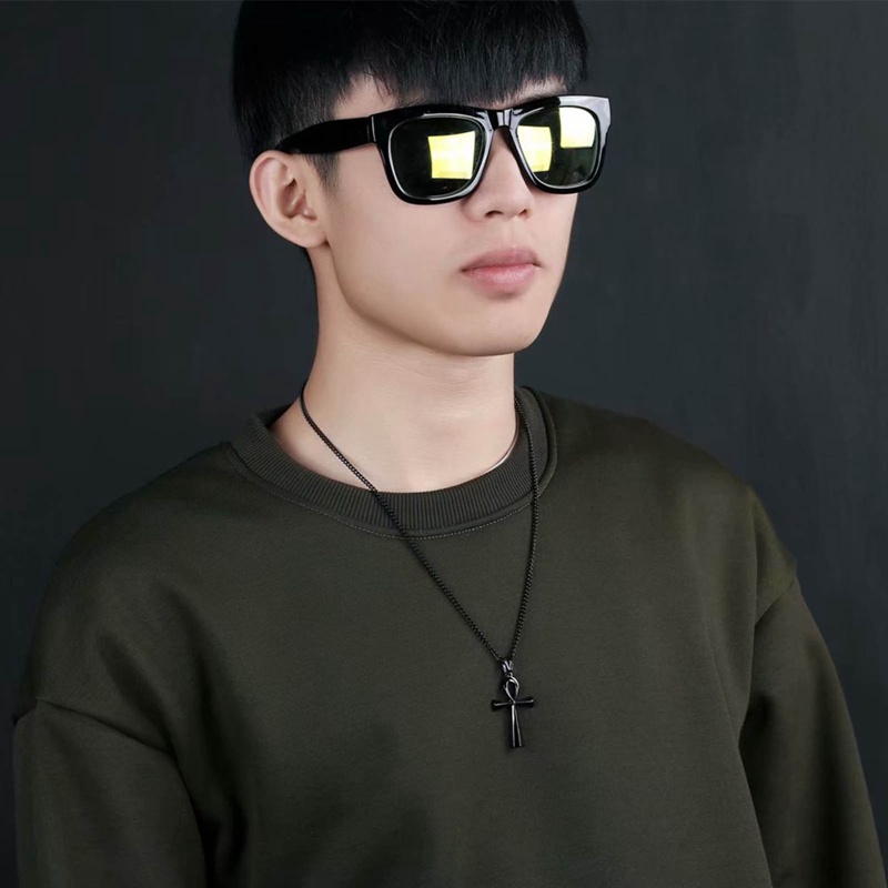 Dây Chuyền Bùa Hộ Mệnh Ai Cập Ankh Crucifix Bằng Thép Không Gỉ