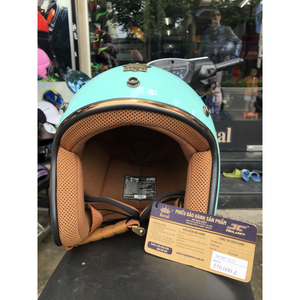 Mũ Bảo Hiểm 3/4 Royal M20c Xanh Mint- Bảo Hành Chính Hãng - Tặng Túi Đeo Vai - Lót Tháo Ráp Vệ Sinh