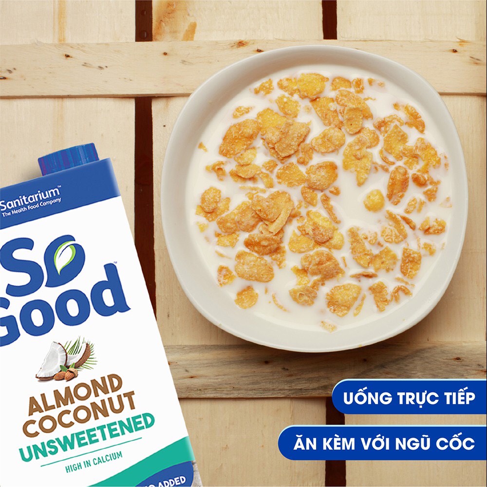 Thùng 12 hộp sữa hạnh nhân nguyên chất, kem dừa không đường So Good Úc 1L, calo thấp, phù hợp mẹ bầu