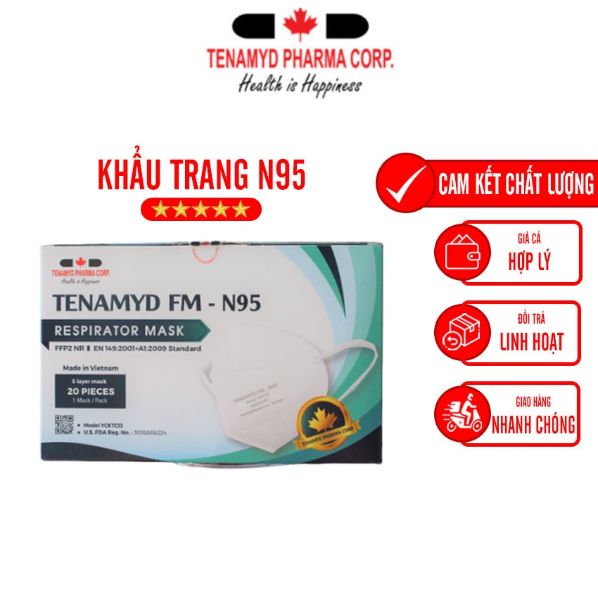 (THÙNG 50 HỘP) Khẩu Trang N95 Tenamyd Chính Hãng