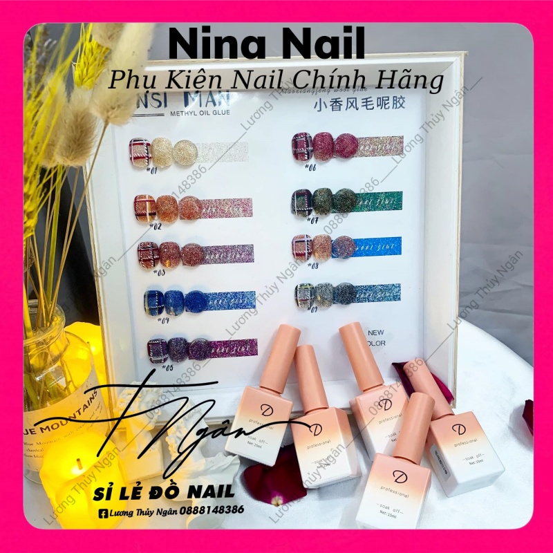 Set Sơn Gel Nhũ Dạ 9 Màu Siêu Hot Tặng Kèm Bảng Màu