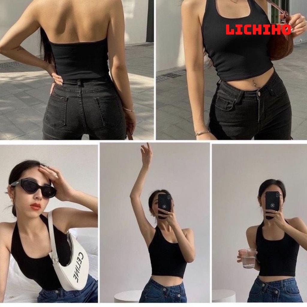 Áo croptop nữ choàng cổ kiểu yếm CT03 LICHIHO hở lưng gợi cảm quyến rủ chất vải tốt mềm mịn | BigBuy360 - bigbuy360.vn