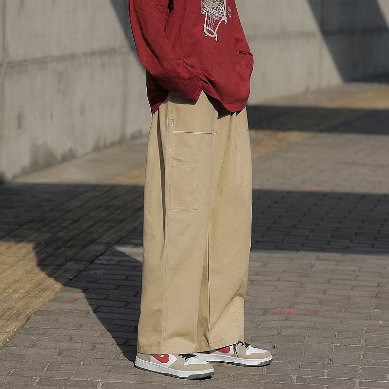 Quần ống rộng Dáng Suông Bằng Vải Cotton Dày Dặn Thời Trang Mùa Thu Kiểu Nhật Bản Hàng Mới Dành Cho Bạn Nam