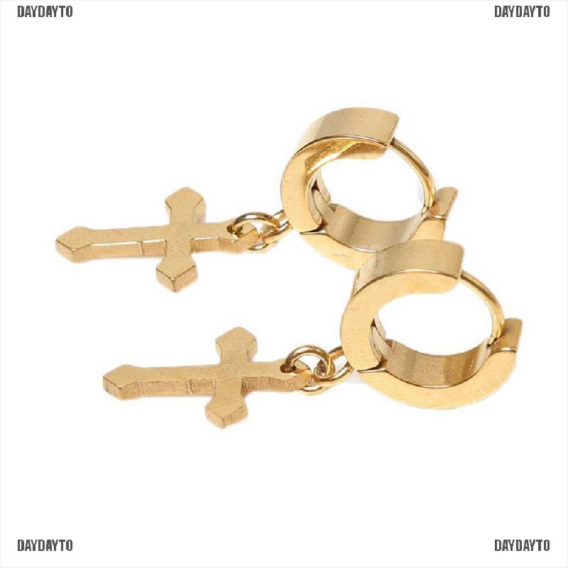 Set 1 / 2 Khuyên Tai Hình Thánh Giá Bằng Thép Titan