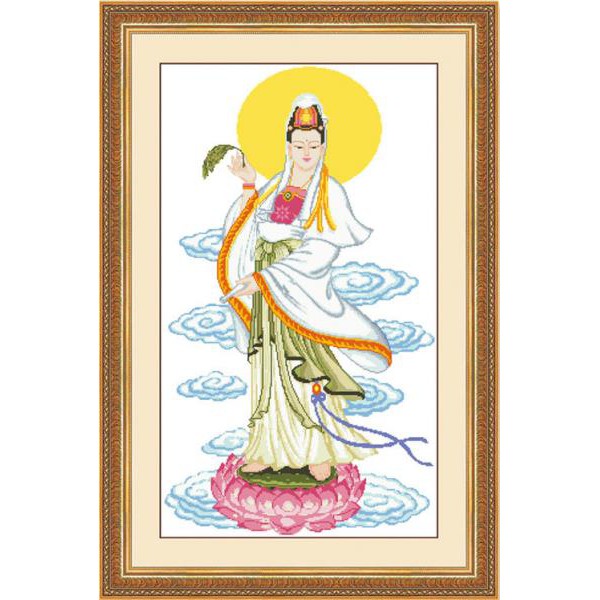 Tranh Thêu Chữ Thập Quan Âm Ban Phước R278 , 1444  KT:43X78CM