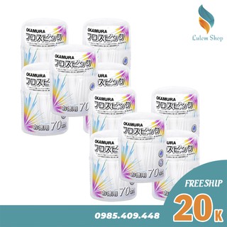 Combo 10 Hộp Tăm Chỉ Kẻ Răng Cao Cấp Okamura (Nhật Bản) Hộp 70 Cây
