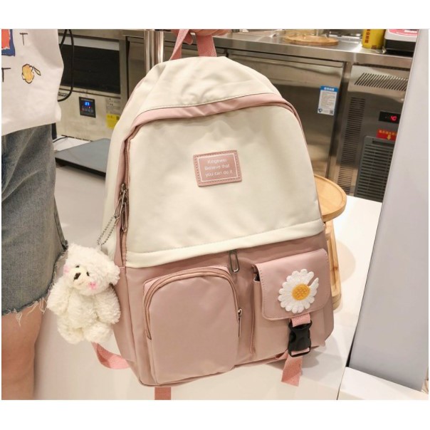 Ba lô chất dù hoa cúc pha mầu siêu đáng yêu đành cho nữ B030