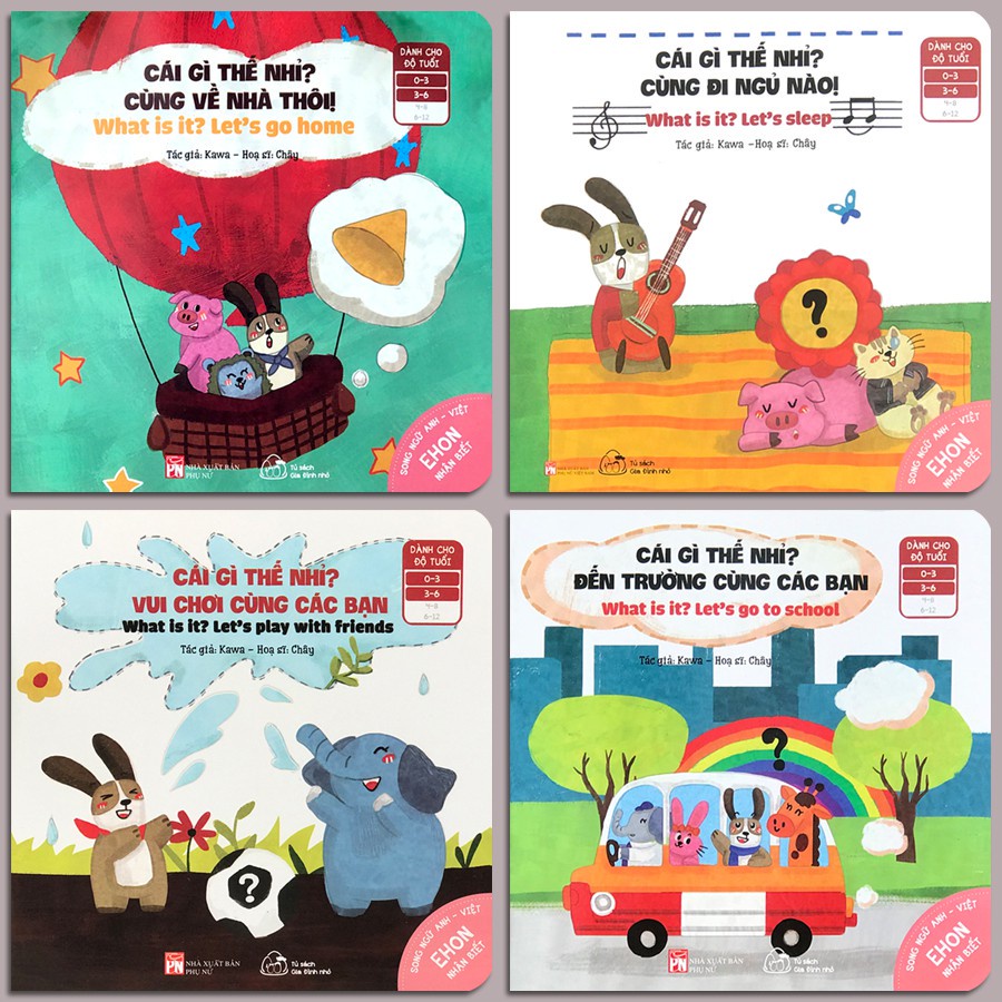 Sách - Ehon Nhận Biết - Cái Gì Thế Nhỉ - Bộ 4 quyển song ngữ ( 0 - 6 tuổi )