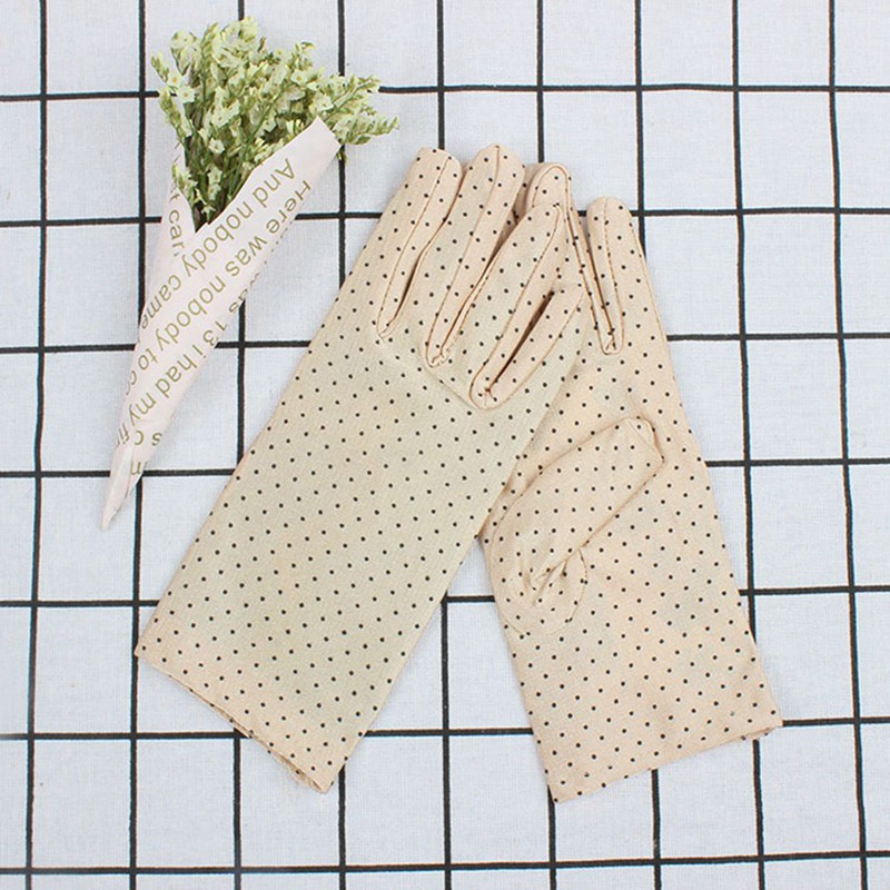 Găng tay chống nắng họa tiết chấm bi thời trang xuân hè cho nữ