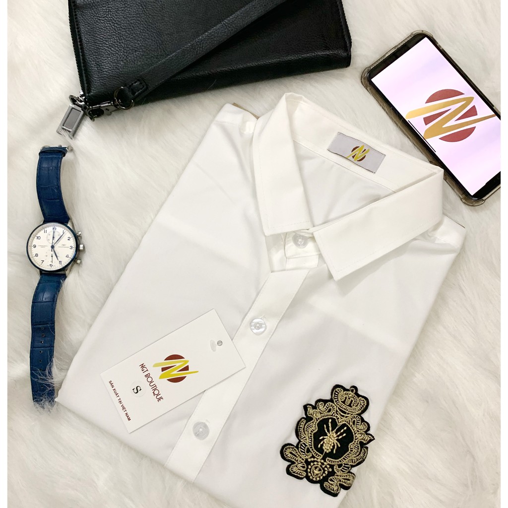 [ Sơ mi Hoạ Tiết Rẻ Nhất ] Sơ Mi Nam Phối Họa Tiết Thêu Nhện Vàng cao cấp Vải Lụa Chống Nhăn Không Xù | BigBuy360 - bigbuy360.vn