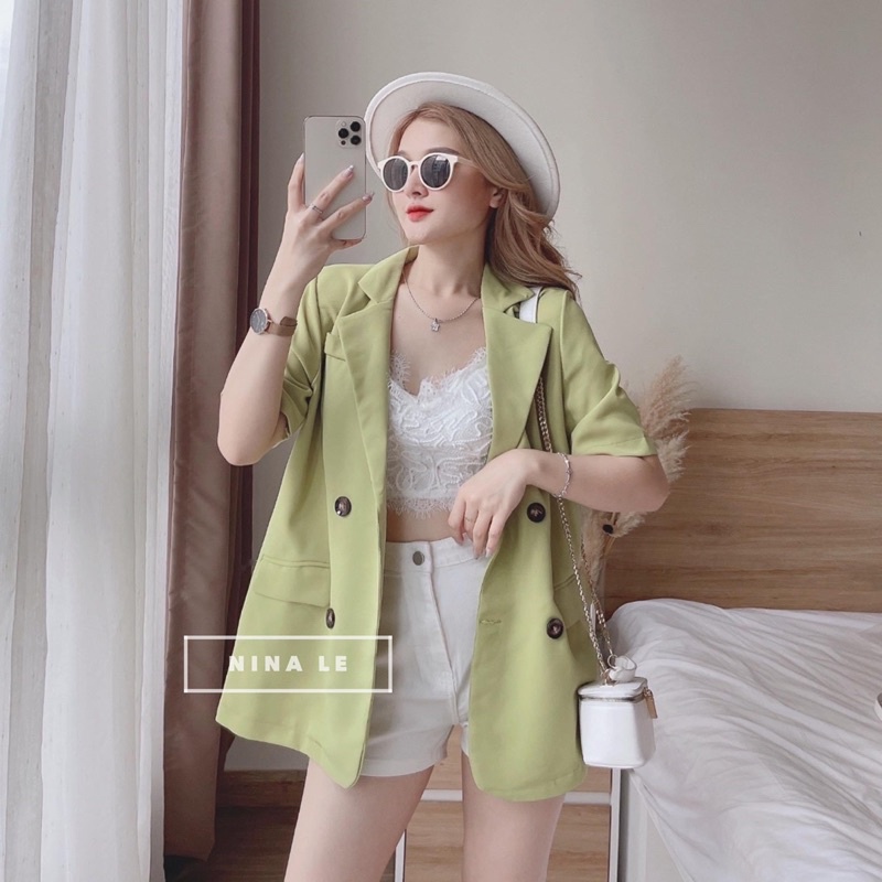 Áo khoác vest cộc tay 4 khuy nhiều màu / Áo khoác blazer cộc tay cài khuy