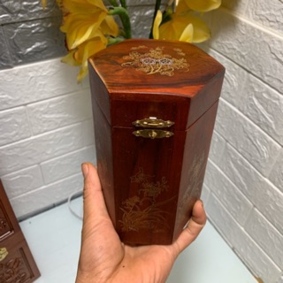 [Hàng Xuất Khẩu -Loại 1]Hộp Đựng Trà Khảm Trai Hình Lục giác_Hộp Đựng Chè Khô Bằng Gỗ Huong  Cao Cấp(hàng đẹp)